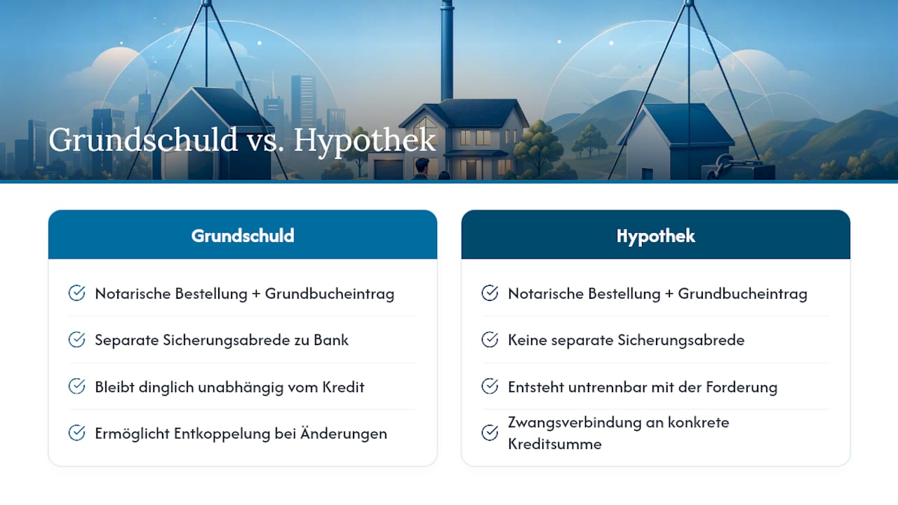 Vergleich der Entstehung von Grundschuld und Hypothek