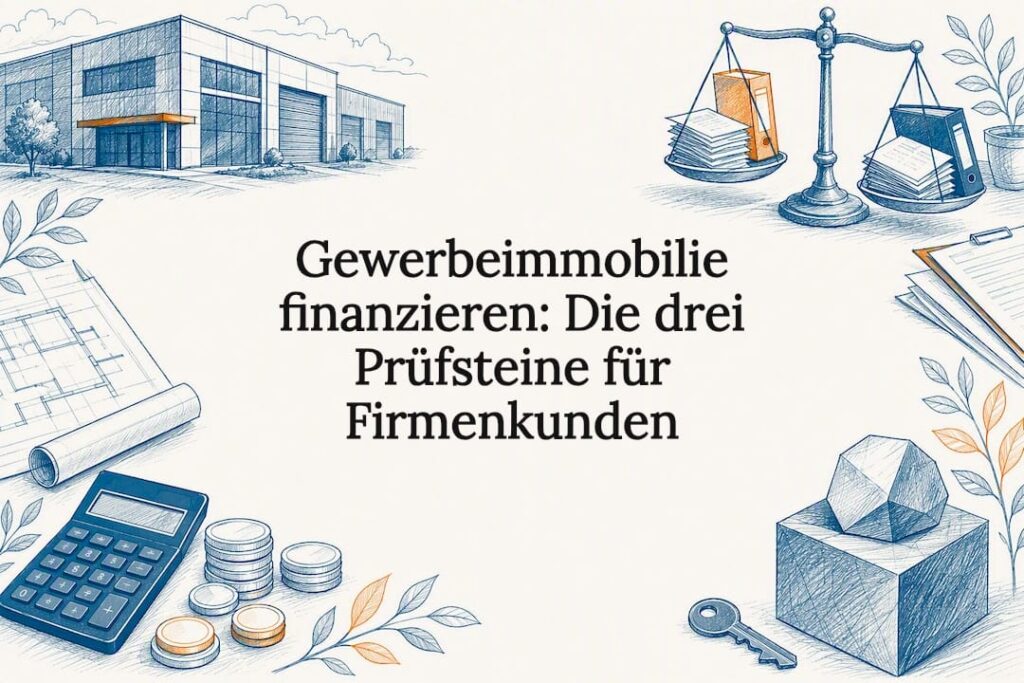 Gewerbeimmobilie finanzieren: Die drei Prüfsteine für Firmenkunden 3 Dekorative Illustration zur Finanzierung von Gewerbeimmobilien