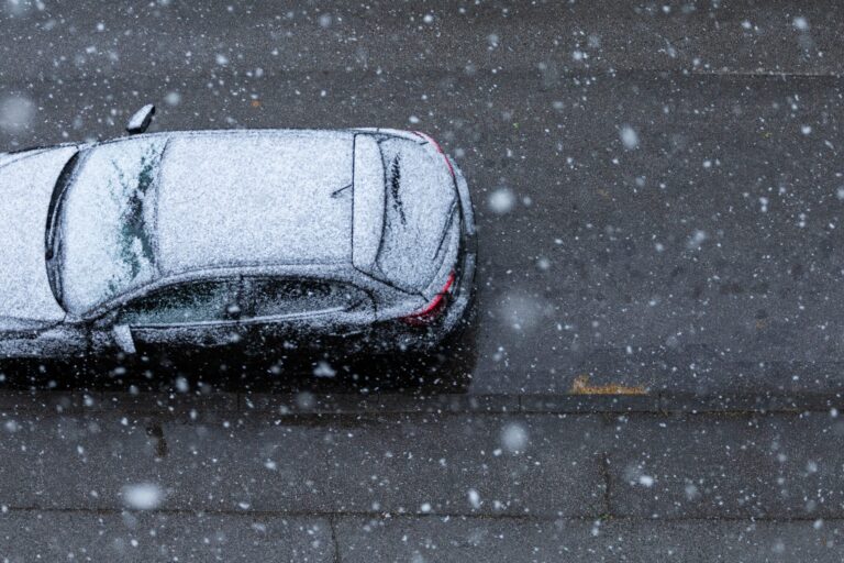 black car road snow spring new zagreb croatia scaled
