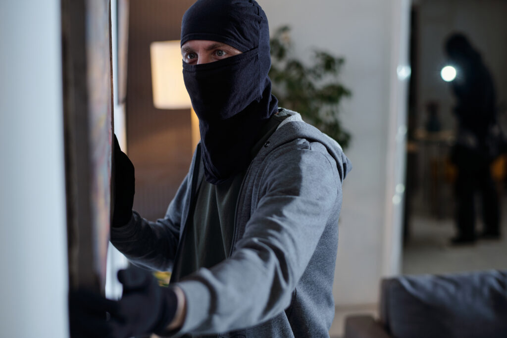 Zahl der Wohnungseinbrüche weiter angestiegen 1 criminal wearing mask stealing painting home burglary